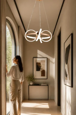 Çapraz Halka Gold Modern Sarkıt LED Avize