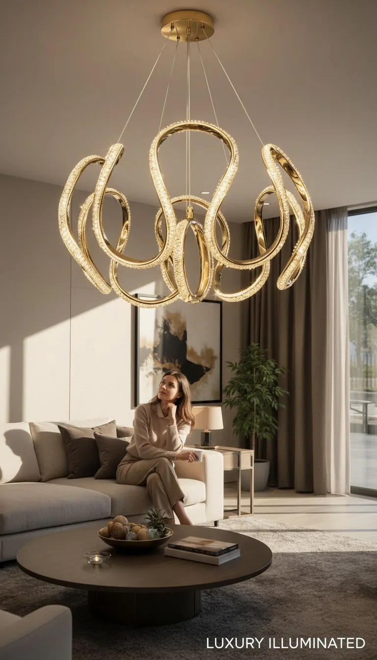 Damla Formlu Gold Premium Sarkıt LED Avize