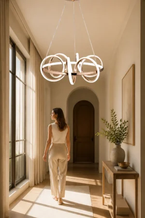 Geometrik Halka Gold Modern Sarkıt LED Avize