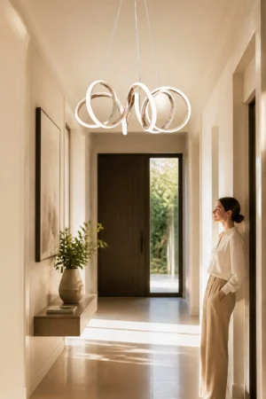 Halka Kombinli Gold Modern Sarkıt LED Avize