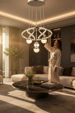 Adelina Avize Kelebek Desenli Krom Premium Sarkıt LED Avize