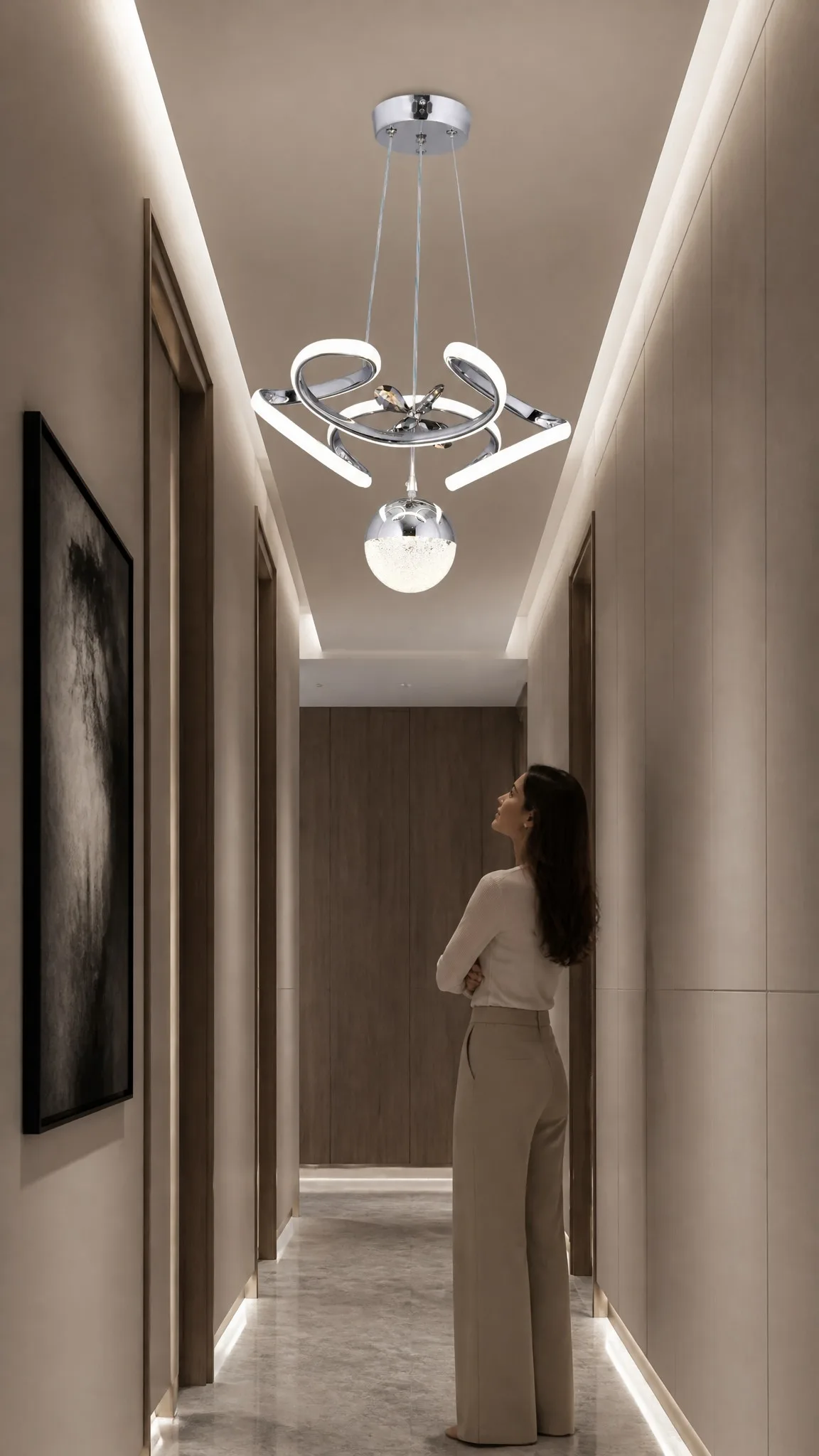 Kelebek Desenli Modern Tekli Sarkıt LED Avize