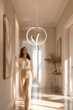 Kıvrımlı Tekli Gold Modern Sarkıt LED Avize