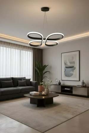 Modern Siyah Kasa 5’li LED Avize Seti (2+1 Kampanyalı) - Görsel 3