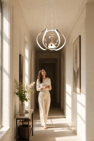 Oval Kıvrımlı Gold Modern Sarkıt LED Avize