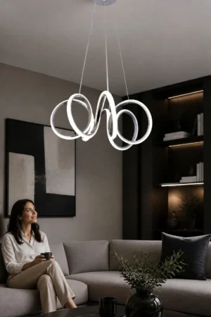 Adelina Avize Oval Kıvrımlı Krom Elite Sarkıt LED Avize