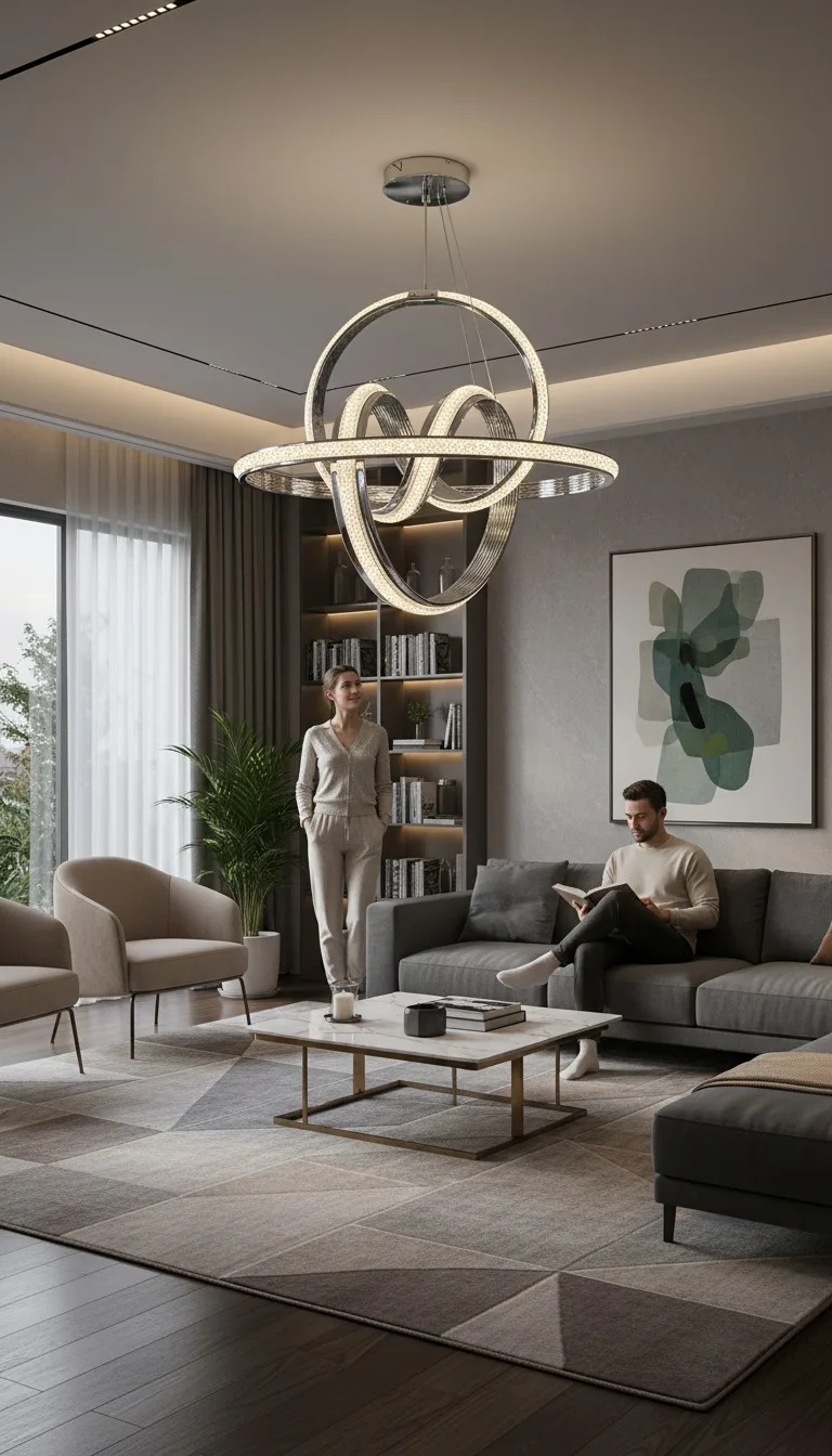 Adelina Avize Sonsuzluk Formlu Krom Premium Sarkıt LED Avize