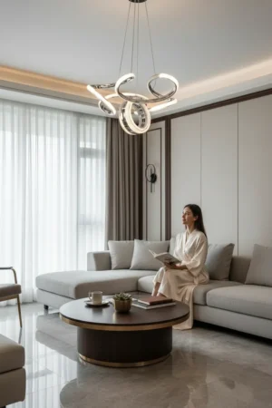 Adelina Avize Spiral Kıvrımlı Krom Elite Sarkıt LED Avize