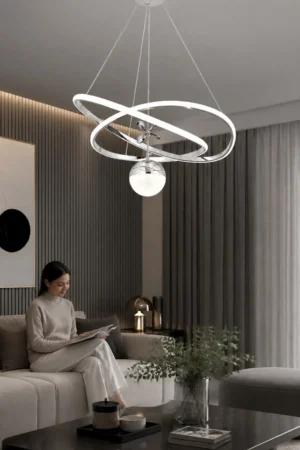 Adelina Avize Üç Halka Krom Elite Modern Sarkıt LED Avize