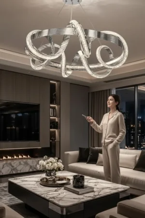 Adelina Avize Üç Halka Krom Premium Modern Sarkıt LED Avize